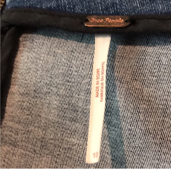 Free People denim mini skirt size 10 stretchy - Picture 5 of 7